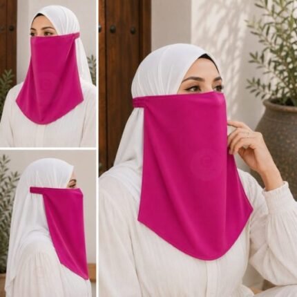 Women Wearing Premium Elastic Half Niqab - designed with the highest quality, double layered fabric that is comfortable & breathable for modest women. BY CLOTHIFYDOTPK