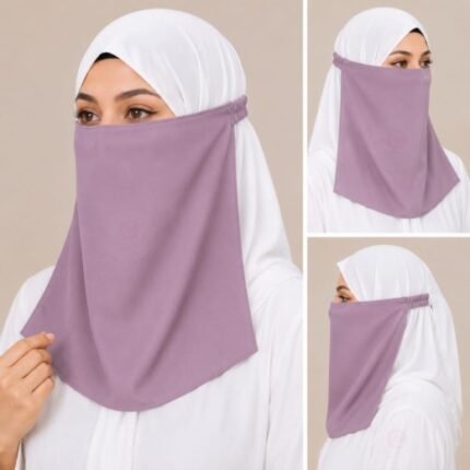 Women Wearing Premium Elastic Half Niqab - designed with the highest quality, double layered fabric that is comfortable & breathable for modest women. BY CLOTHIFYDOTPK