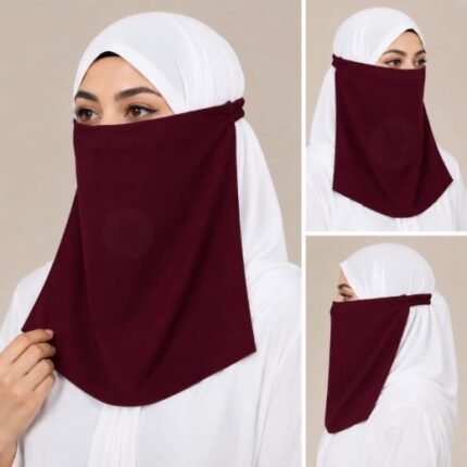 Women Wearing Premium Elastic Half Niqab - designed with the highest quality, double layered fabric that is comfortable & breathable for modest women. BY CLOTHIFYDOTPK