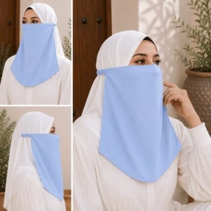 Women Wearing Premium Elastic Half Niqab - designed with the highest quality, double layered fabric that is comfortable & breathable for modest women. BY CLOTHIFYDOTPK