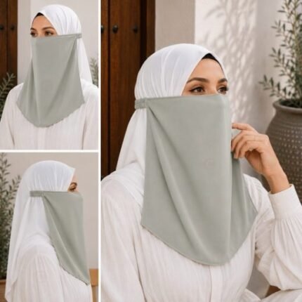 Women Wearing Premium Elastic Half Niqab - designed with the highest quality, double layered fabric that is comfortable & breathable for modest women. BY CLOTHIFYDOTPK