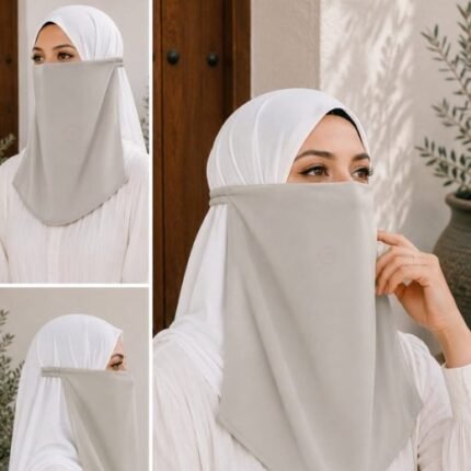 Women Wearing Premium Elastic Half Niqab - designed with the highest quality, double layered fabric that is comfortable & breathable for modest women. BY CLOTHIFYDOTPK