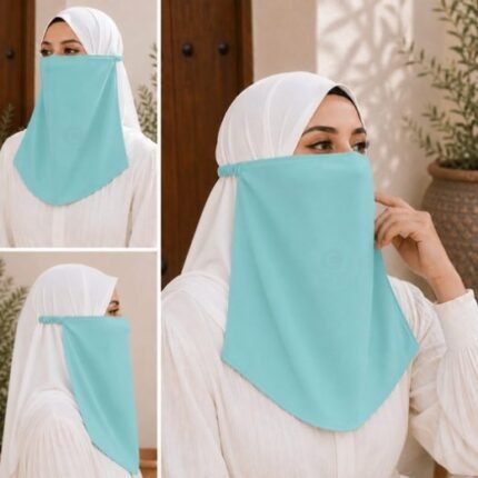Women Wearing Premium Elastic Half Niqab - designed with the highest quality, double layered fabric that is comfortable & breathable for modest women. BY CLOTHIFYDOTPK