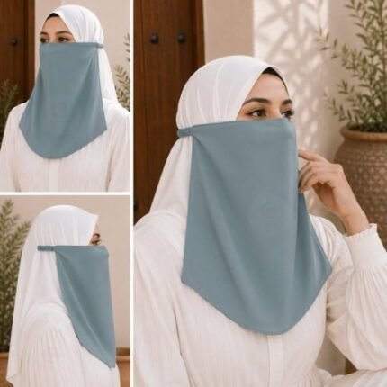 Women Wearing Premium Elastic Half Niqab - designed with the highest quality, double layered fabric that is comfortable & breathable for modest women. BY CLOTHIFYDOTPK