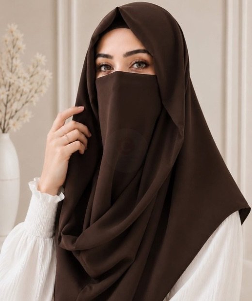 Misri_Hijab_New0971 – 3 Woman wearing a soft chiffon Misri hijab set with full coverage and breathable fabric. BY CLOTHIFYDOTPK