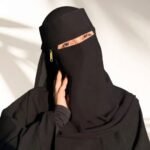 Woman wearing a luxury Premium Nida fabric Saudi niqab By CLOTHIFYDOTPK