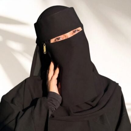 Woman wearing a luxury Premium Nida fabric Saudi niqab By CLOTHIFYDOTPK