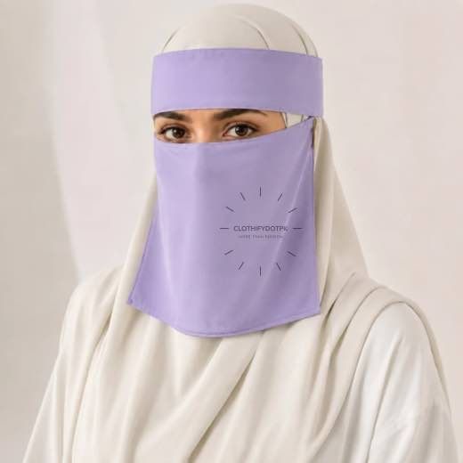 Saudi Niqab New 431 - 11 Women wearing Saudi style niqab in lightweight fabric, featuring a wide eye opening and soft draping. BY CLOTHIFYDOTPK