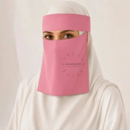 Women wearing Saudi style niqab in lightweight fabric, featuring a wide eye opening and soft draping. BY CLOTHIFYDOTPK
