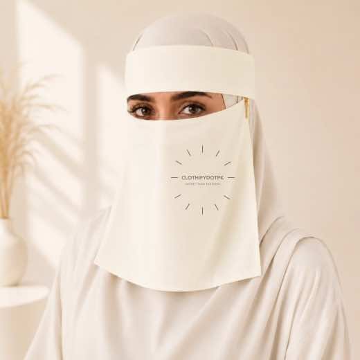 Saudi Niqab New 441 – 28 Women wearing Saudi style niqab in lightweight fabric, featuring a wide eye opening and soft draping. BY CLOTHIFYDOTPK