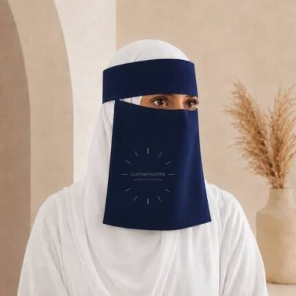 Women wearing Saudi style niqab in lightweight fabric, featuring a wide eye opening and soft draping. BY CLOTHIFYDOTPK