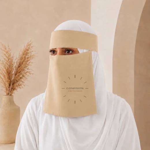 Saudi Niqab New 465 - 24 Women wearing Saudi style niqab in lightweight fabric, featuring a wide eye opening and soft draping. BY CLOTHIFYDOTPK