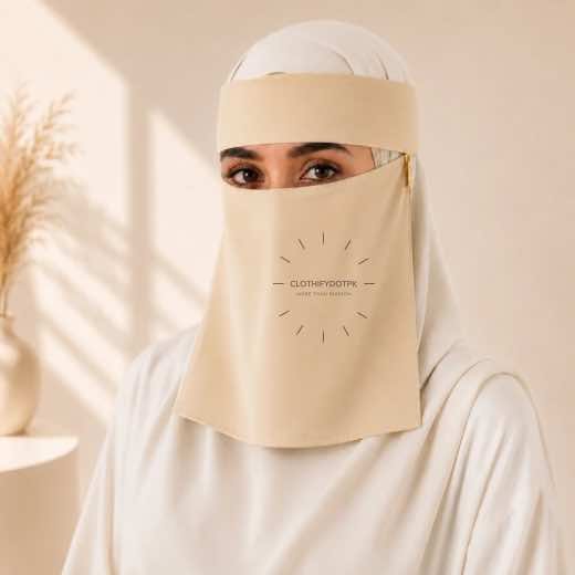 Saudi Niqab New 481 - 31 Women wearing Saudi style niqab in lightweight fabric, featuring a wide eye opening and soft draping. BY CLOTHIFYDOTPK
