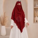 A women wearing flowing khimar three layer Hijab, made of three separate layers of chiffon - Buy Khimar Online Pakistan - By Clothifydotpk