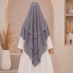 A women wearing flowing khimar three layer Hijab, made of three separate layers of chiffon - Buy Khimar Online Pakistan - By Clothifydotpk