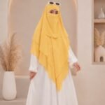 A women wearing flowing khimar three layer Hijab, made of three separate layers of chiffon - Buy Khimar Online Pakistan - By Clothifydotpk