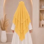 A women wearing flowing khimar three layer Hijab, made of three separate layers of chiffon - Buy Khimar Online Pakistan - By Clothifydotpk