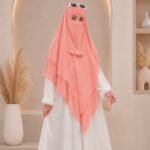 A women wearing flowing khimar three layer Hijab, made of three separate layers of chiffon - Buy Khimar Online Pakistan - By Clothifydotpk