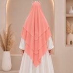 A women wearing flowing khimar three layer Hijab, made of three separate layers of chiffon - Buy Khimar Online Pakistan - By Clothifydotpk