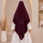 A women wearing flowing khimar three layer Hijab, made of three separate layers of chiffon - Buy Khimar Online Pakistan - By Clothifydotpk