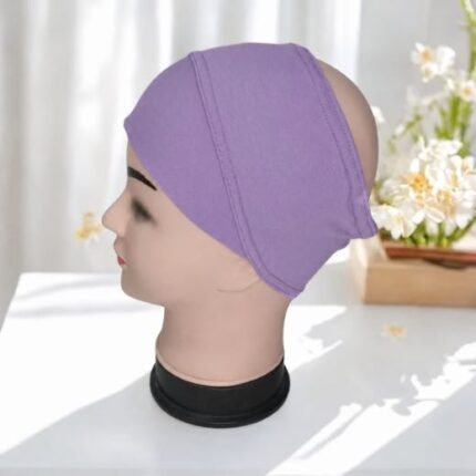 Half Band Hijab Tube Cap made of stretchy jersey fabric, seamless and unlabeled, open end visible. By CLOTHIFYDOTPK
