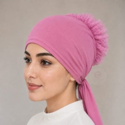 A detailed close-up of the built-in volumizer hijab cap dome, highlighting its soft, structured design. By CLOTHIFYDOTPK