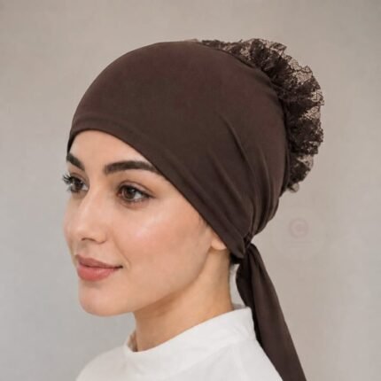 A detailed close-up of the built-in volumizer hijab cap dome, highlighting its soft, structured design. By CLOTHIFYDOTPK