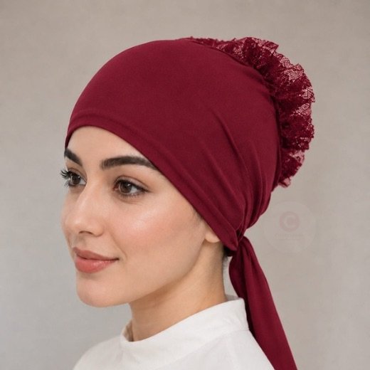 Volumizer Hijab Cap_p912 - 120 A detailed close-up of the built-in volumize hijab cap dome, highlighting its soft, structured design. By CLOTHIFYDOTPK