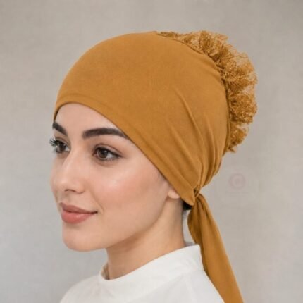 A detailed close-up of the built-in volumizer hijab cap dome, highlighting its soft, structured design. By CLOTHIFYDOTPK
