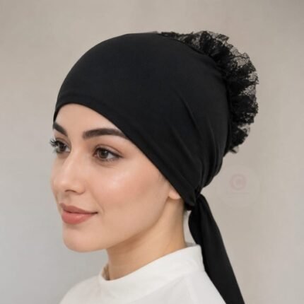 A detailed close-up of the built-in volumizer hijab cap dome, highlighting its soft, structured design. By CLOTHIFYDOTPK