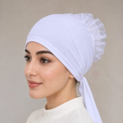 A detailed close-up of the built-in volumize hijab cap dome, highlighting its soft, structured design. By CLOTHIFYDOTPK