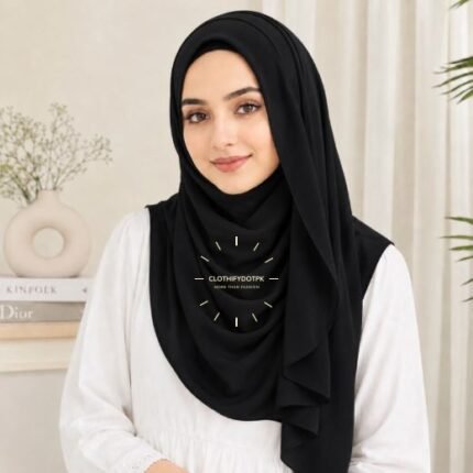 Woman wearing ready to wear Instant Double Loop Hijab Scarf, Chiffon Georgette Effortless 2-second wrap style. BY CLOTHIFYDOTPK