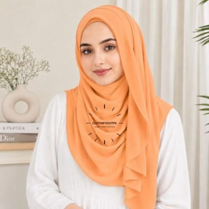 Woman wearing ready to wear Instant Double Loop Hijab Scarf, Chiffon Georgette Effortless 2-second wrap style. BY CLOTHIFYDOTPK