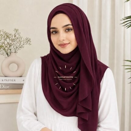 Woman wearing ready to wear Instant Double Loop Hijab Scarf, Chiffon Georgette Effortless 2-second wrap style. BY CLOTHIFYDOTPK