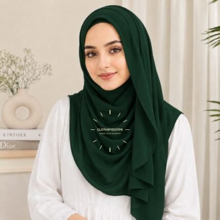 Woman wearing ready to wear Instant Double Loop Hijab Scarf, Chiffon Georgette Effortless 2-second wrap style. BY CLOTHIFYDOTPK