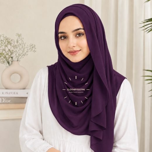 Double Loop Hijab - 6 Woman wearing ready to wear Instant Double Loop Hijab Scarf, Chiffon Georgette Effortless 2-second wrap style. BY CLOTHIFYDOTPK