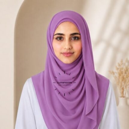 Woman wearing ready to wear Instant Double Loop Hijab Scarf, Chiffon Georgette Effortless 2-second wrap style. BY CLOTHIFYDOTPK