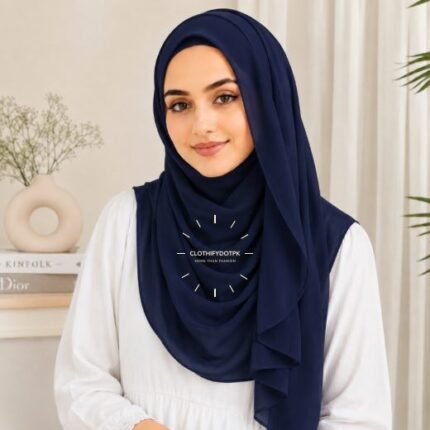 Woman wearing ready to wear Instant Double Loop Hijab Scarf, Chiffon Georgette Effortless 2-second wrap style. BY CLOTHIFYDOTPK