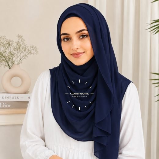 Woman wearing ready to wear Instant Double Loop Hijab Scarf, Chiffon Georgette Effortless 2-second wrap style. BY CLOTHIFYDOTPK