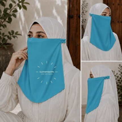 Women Wearing Premium Elastic Half Niqab - designed with the highest quality, double layered fabric that is comfortable & breathable for modest women. BY CLOTHIFYDOTPK