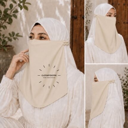 Women Wearing Premium Elastic Half Niqab - designed with the highest quality, double layered fabric that is comfortable & breathable for modest women. BY CLOTHIFYDOTPK