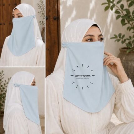 Women Wearing Premium Elastic Half Niqab - designed with the highest quality, double layered fabric that is comfortable & breathable for modest women. BY CLOTHIFYDOTPK