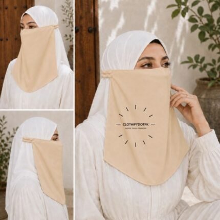 Women Wearing Premium Elastic Half Niqab - designed with the highest quality, double layered fabric that is comfortable & breathable for modest women. BY CLOTHIFYDOTPK