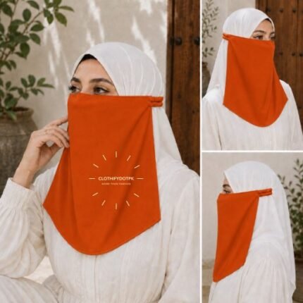 Women Wearing Premium Elastic Half Niqab - designed with the highest quality, double layered fabric that is comfortable & breathable for modest women. BY CLOTHIFYDOTPK