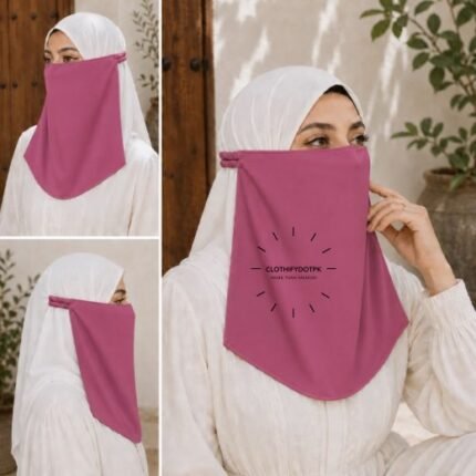 Women Wearing Premium Elastic Half Niqab - designed with the highest quality, double layered fabric that is comfortable & breathable for modest women. BY CLOTHIFYDOTPK