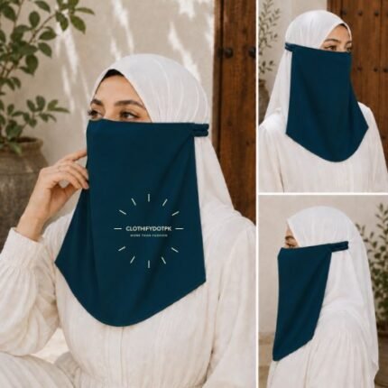 Women Wearing Premium Elastic Half Niqab - designed with the highest quality, double layered fabric that is comfortable & breathable for modest women. BY CLOTHIFYDOTPK