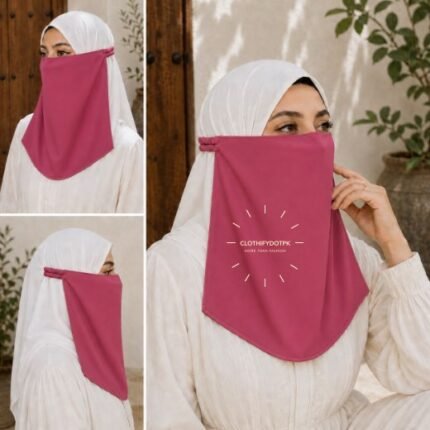 Women Wearing Premium Elastic Half Niqab - designed with the highest quality, double layered fabric that is comfortable & breathable for modest women. BY CLOTHIFYDOTPK
