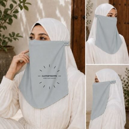 Women Wearing Premium Elastic Half Niqab - designed with the highest quality, double layered fabric that is comfortable & breathable for modest women. BY CLOTHIFYDOTPK
