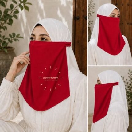 Women Wearing Premium Elastic Half Niqab - designed with the highest quality, double layered fabric that is comfortable & breathable for modest women. BY CLOTHIFYDOTPK