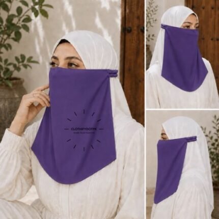 Women Wearing Premium Elastic Half Niqab - designed with the highest quality, double layered fabric that is comfortable & breathable for modest women. BY CLOTHIFYDOTPK